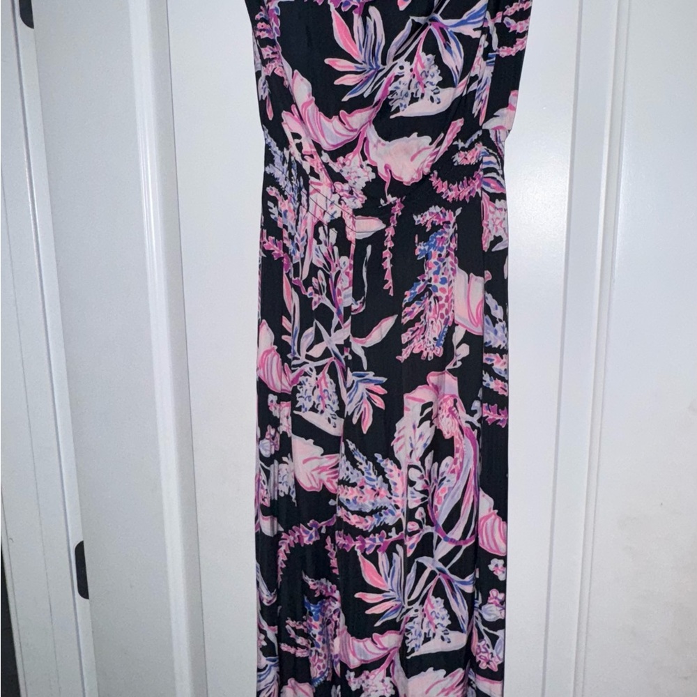 Lilly Pulitzer Floral Maxi Dress in Black and Pink